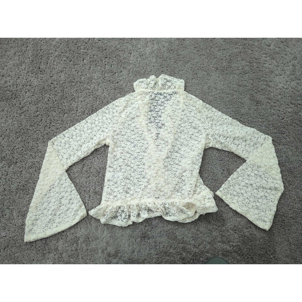 Wild Fable Cardigan Womens S Lace Ruffle Flare Sheere See Thru Retro Boho Y2k - Picture 6 of 7